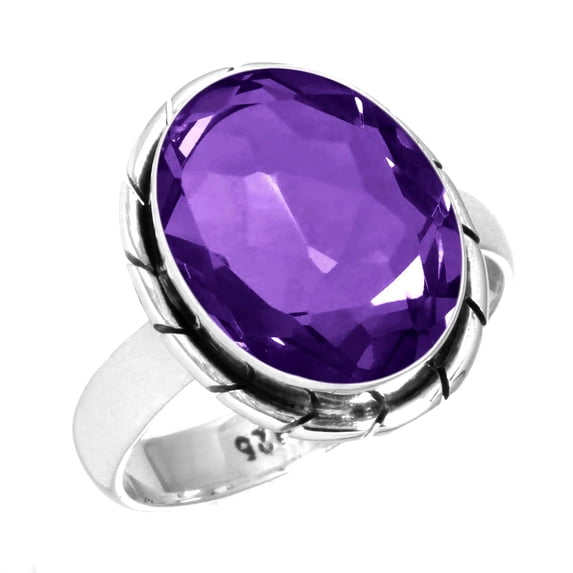 925 Sterling Silver Women Jewelry Amethyst Quartz Ring
