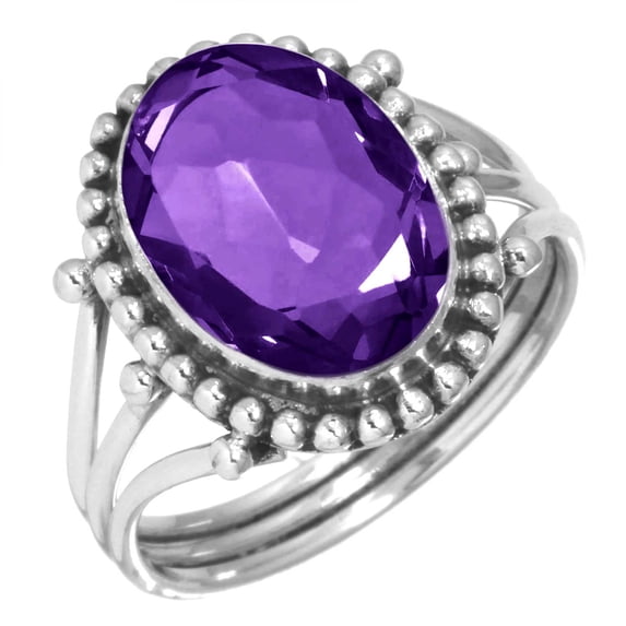 925 Sterling Silver Women Jewelry Amethyst Quartz Ring
