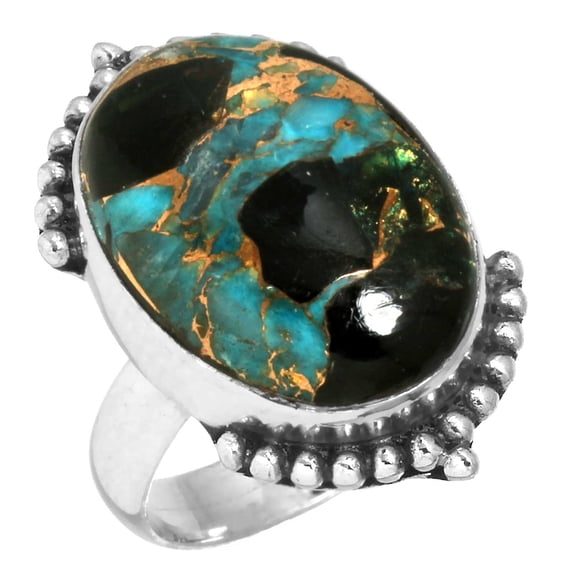 925 Sterling Silver Women Jewelry Blue Copper Calcite Ring