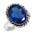 thumbnail image 1 of 925 Sterling Silver Women Jewelry Blue Sapphire Simulated Ring, 1 of 5