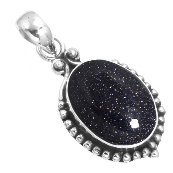 925 Sterling Silver Women Jewelry Blue Sunstone Pendant