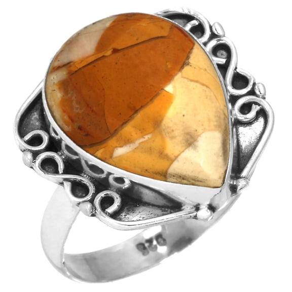 925 Sterling Silver Women Jewelry Brecciated Mookaite Ring