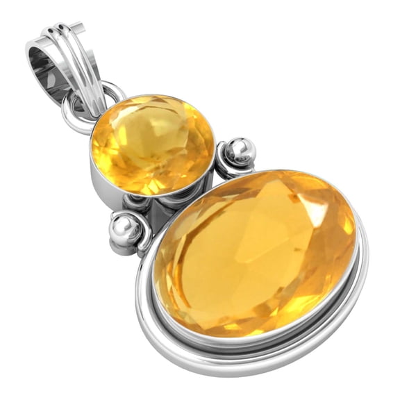 925 Sterling Silver Women Jewelry Citrine Quartz Pendant