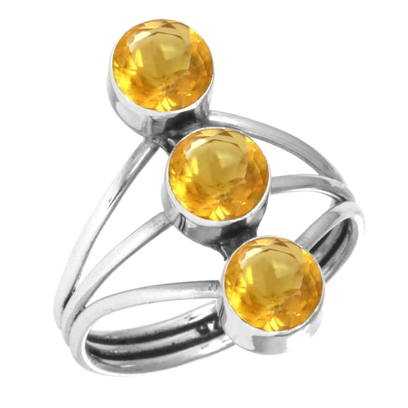 925 Sterling Silver Women Jewelry Citrine Quartz Ring