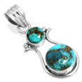 thumbnail image 1 of 925 Sterling Silver Women Jewelry Copper Blue Turquoise Pendant, 1 of 4
