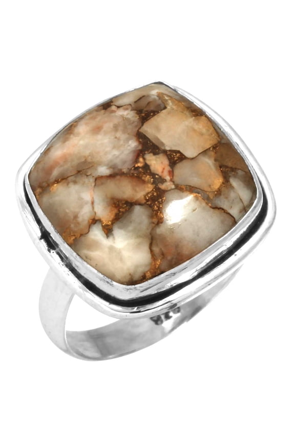 925 Sterling Silver Women Jewelry Copper Calcite Ring