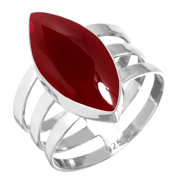 925 Sterling Silver Women Jewelry Garnet Quartz Ring