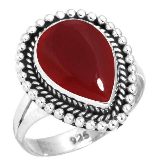 925 Sterling Silver Women Jewelry Garnet Quartz Ring