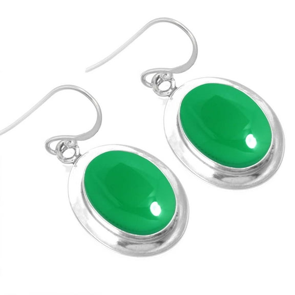 925 Sterling Silver Women Jewelry Green Onyx Earring