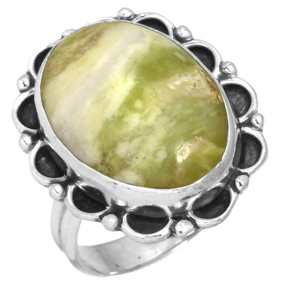 925 Sterling Silver Women Jewelry Green Pietersite Ring