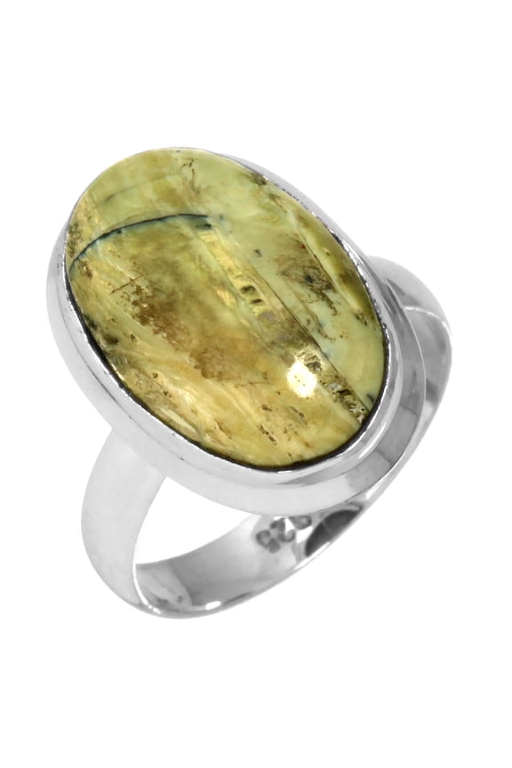 925 Sterling Silver Women Jewelry Green Swiss Opal Ring