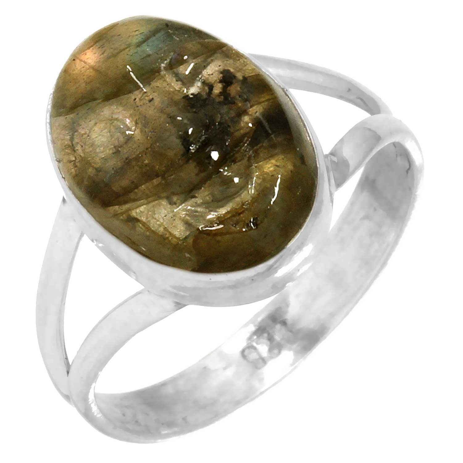 925 Sterling Silver Women Jewelry Labradorite Face Ring