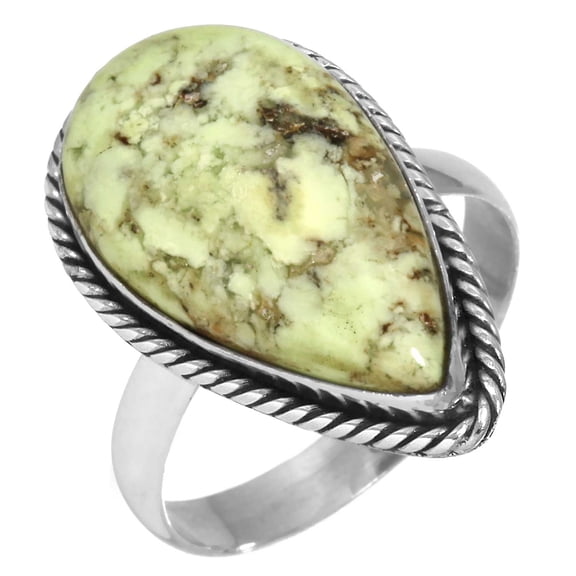 925 Sterling Silver Women Jewelry Lemon Chrysoprase Ring