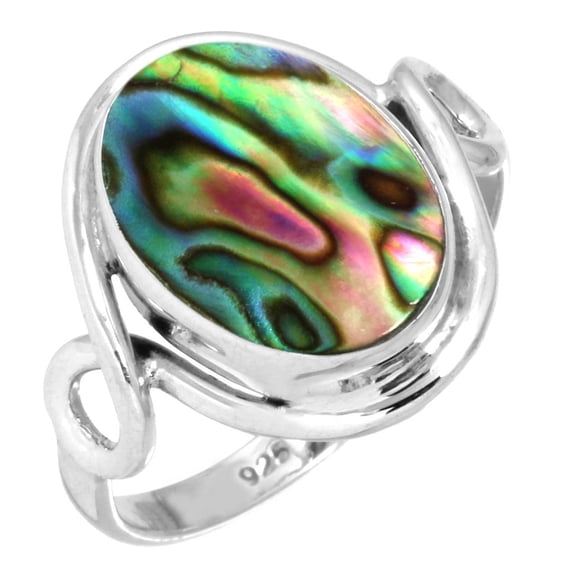 925 Sterling Silver Women Jewelry Natural Abalone Shell Ring