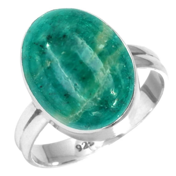 925 Sterling Silver Women Jewelry Natural Amazonite Ring