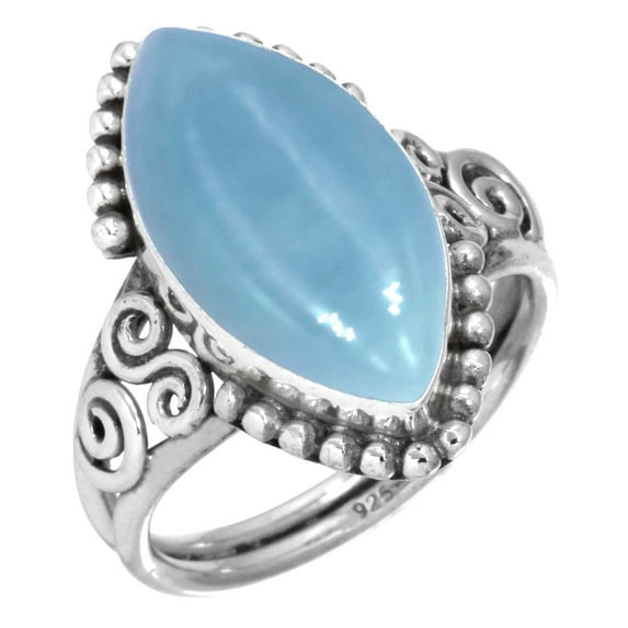 925 Sterling Silver Women Jewelry Natural Angelite Ring