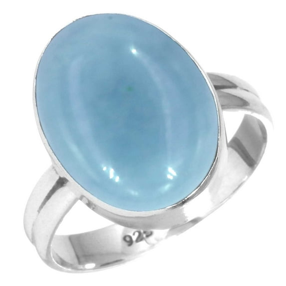 925 Sterling Silver Women Jewelry Natural Angelite Ring