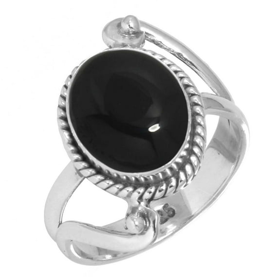 925 Sterling Silver Women Jewelry Natural Black Onyx Ring
