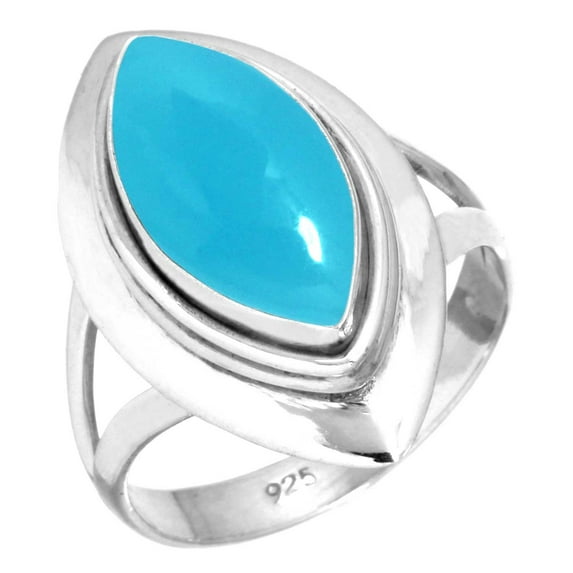 925 Sterling Silver Women Jewelry Natural Blue Chalcedony Ring