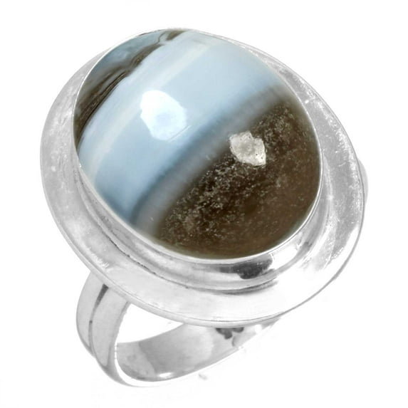 925 Sterling Silver Women Jewelry Natural Blue Opal Ring