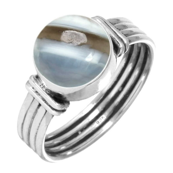 925 Sterling Silver Women Jewelry Natural Blue Opal Ring