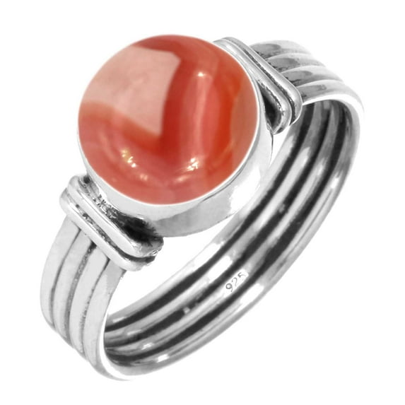 925 Sterling Silver Women Jewelry Natural Botswana Agate Ring