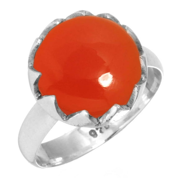 925 Sterling Silver Women Jewelry Natural Carnelian Ring