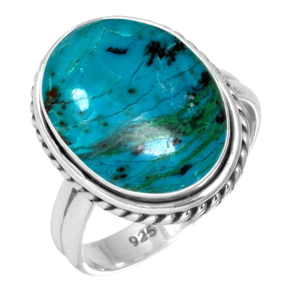 925 Sterling Silver Women Jewelry Natural Chrysocolla Ring