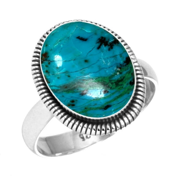 925 Sterling Silver Women Jewelry Natural Chrysocolla Ring