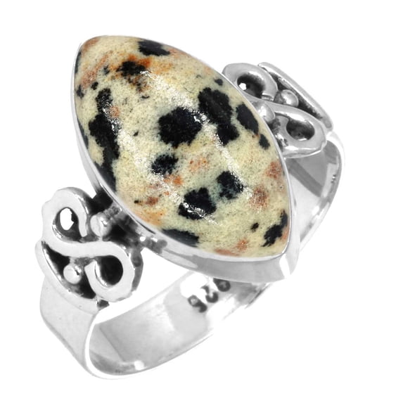 925 Sterling Silver Women Jewelry Natural Dalmatian Ring