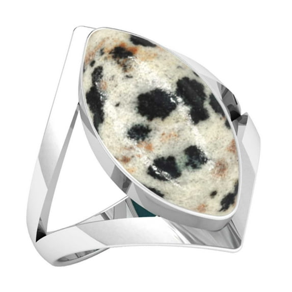 925 Sterling Silver Women Jewelry Natural Dalmatian Ring