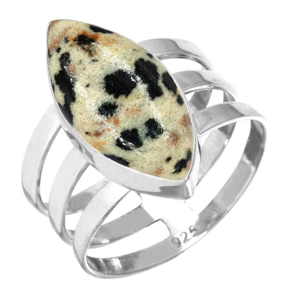 925 Sterling Silver Women Jewelry Natural Dalmatian Ring