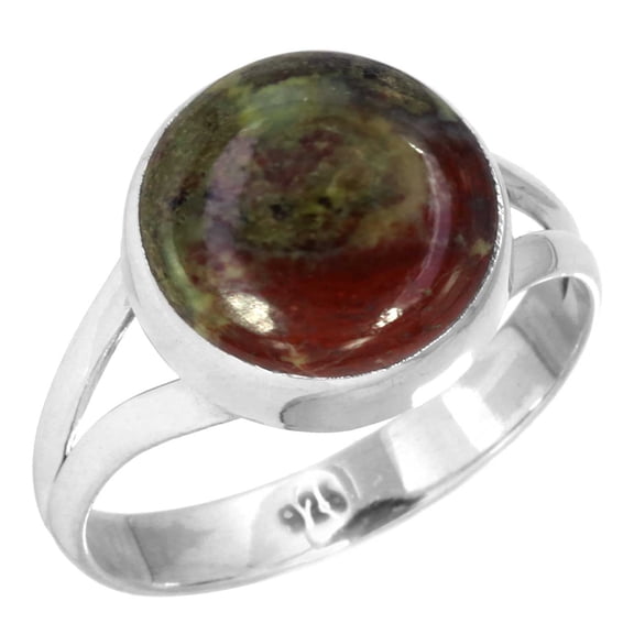 925 Sterling Silver Women Jewelry Natural Dragon Blood Jasper Ring