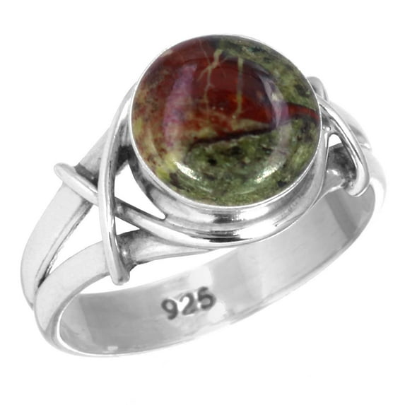 925 Sterling Silver Women Jewelry Natural Dragon Blood Jasper Ring