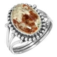 thumbnail image 1 of 925 Sterling Silver Women Jewelry Natural Garnet In Limestone Ring, 1 of 6