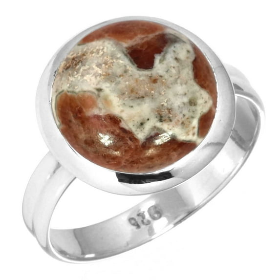 925 Sterling Silver Women Jewelry Natural Garnet In Limestone Ring