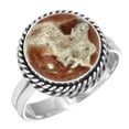 thumbnail image 1 of 925 Sterling Silver Women Jewelry Natural Garnet In Limestone Ring, 1 of 6