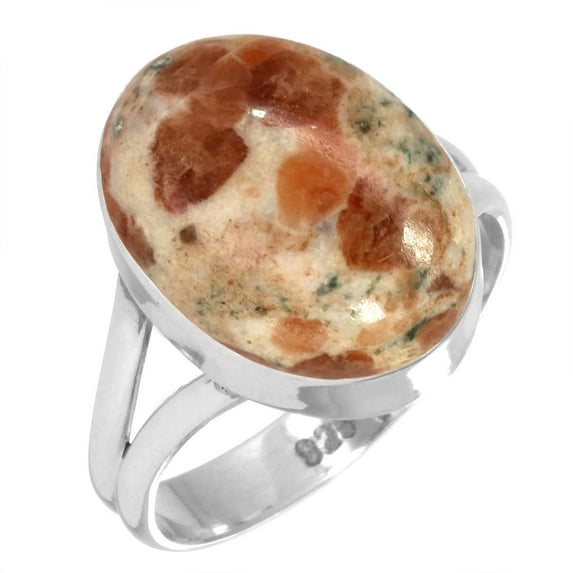 925 Sterling Silver Women Jewelry Natural Garnet In Limestone Ring