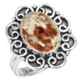 thumbnail image 1 of 925 Sterling Silver Women Jewelry Natural Garnet In Limestone Ring, 1 of 6