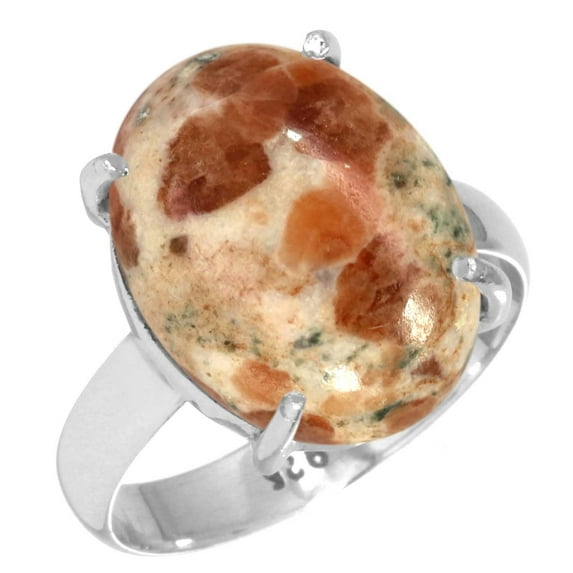 925 Sterling Silver Women Jewelry Natural Garnet In Limestone Ring