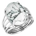 thumbnail image 1 of 925 Sterling Silver Women Jewelry Natural Howlite Ring, 1 of 6