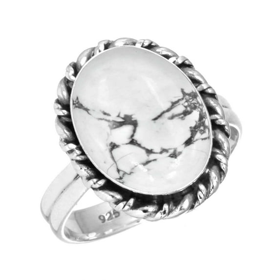 925 Sterling Silver Women Jewelry Natural Howlite Ring