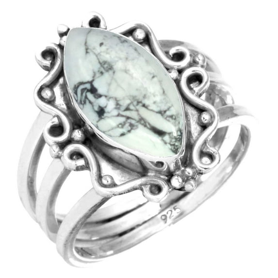 925 Sterling Silver Women Jewelry Natural Howlite Ring