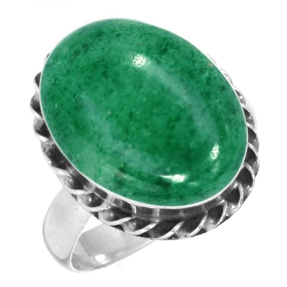 925 Sterling Silver Women Jewelry Natural Kiwi Quartz Ring