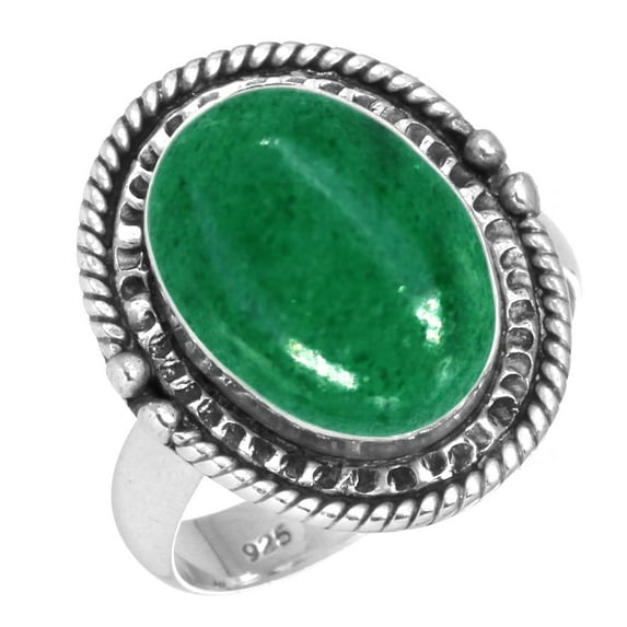 925 Sterling Silver Women Jewelry Natural Kiwi Quartz Ring