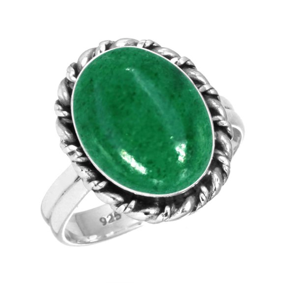 925 Sterling Silver Women Jewelry Natural Kiwi Quartz Ring