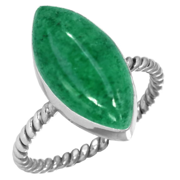 925 Sterling Silver Women Jewelry Natural Kiwi Quartz Ring
