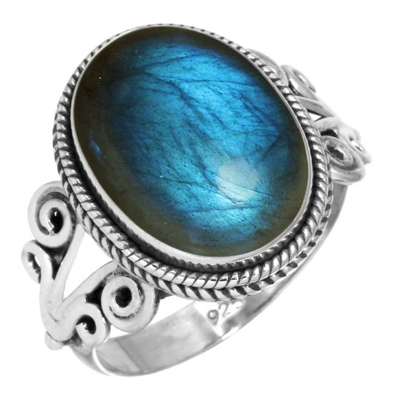 925 Sterling Silver Women Jewelry Natural Labradorite Ring