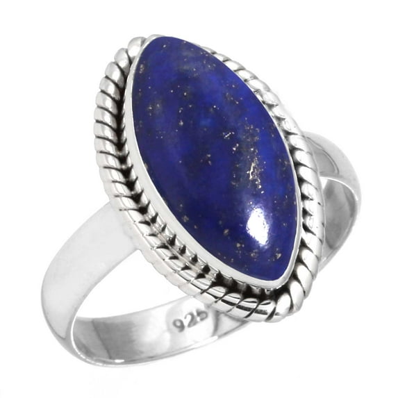 925 Sterling Silver Women Jewelry Natural Lapis Ring
