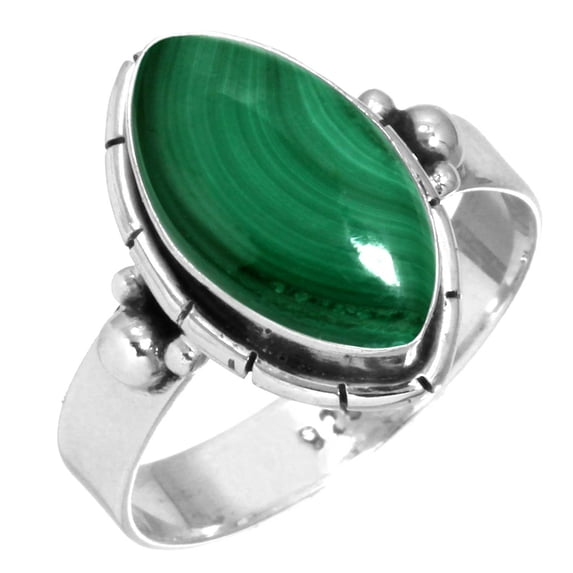 925 Sterling Silver Women Jewelry Natural Malachite Ring